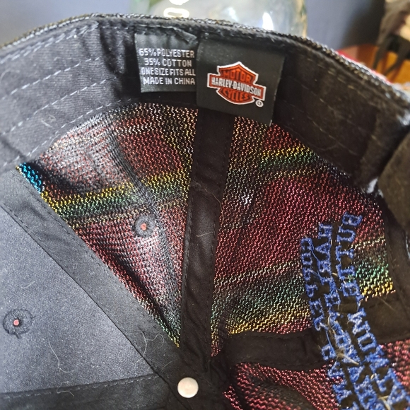 VINTAGE Harley Davidson Mesh Hat Cap Strap Back Black Wings Butte Montana - Picture 3 of 4